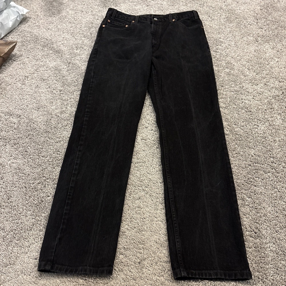 VTG Levis 505 0260 Jeans Mens 36x34 Black Cotton Paper Tag 90s Relaxed Fit Denim